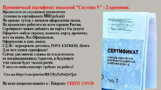 Фото: Сертификат вакциной "Спутник V" - 2 прививки.
