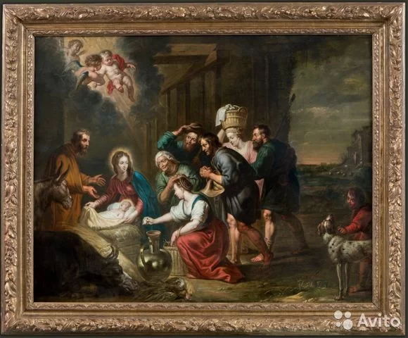 Фото: Картина «Поклонение младенцу Христу» Фландрия 17 в