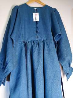 Фото: Платье женское повседневное синего цвета из льна с